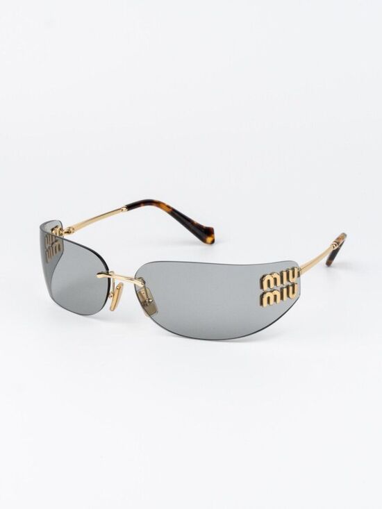 Miu Miu Women Sunglasses Gold Grey Rectangle Rimless MUA51S 5AK50K NEW AUTHENTIC main image 4